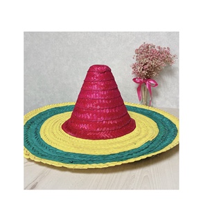 หมวกฟางปอมปอมปอมเมอร์เมริกันจากโรงงานราคาถูกหมวกฟางป่าตะวันตกหลากสีและโลโก้ที่กำหนดเองชายหาดท่องเที่ยวและกิจกรรมกลางแจ้ง - Product Image 3