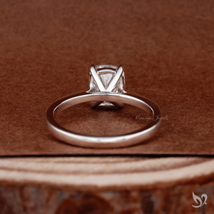 Anillo de compromiso nupcial de oro blanco de 10k con diamante de laboratorio de 2 quilates, corte cojín alargado, solitario tipo catedral - Product Image 2