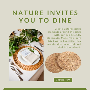 Set de table rond personnalisable en jacinthe d'eau naturelle, fait main, durable et écologique, tissé - Product Image 5