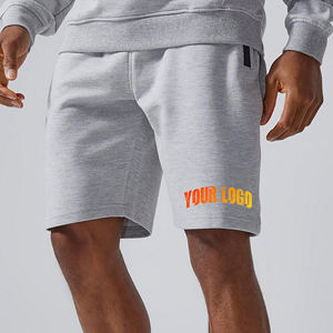 Nouveau short gris en coton pour homme, tendance 2026, avec logo imprimé sur le devant, taille élastique, décontracté - Product Image 1