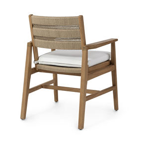 Chaise de salle à manger design moderne en teck naturel et dossier en corde, écologique, pour villa, chaise de salle à manger extérieure Tiffany - Product Image 2