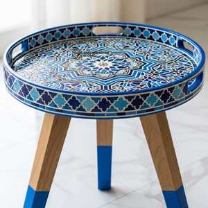 เก้าอี้ไม้สีน้ำเงินสไตล์ร่วมสมัย – ดีไซน์เรขาคณิตแบบศิลปะ เก้าอี้ไม้ดีไซน์เนอร์สีน้ำเงิน - Product Image 5