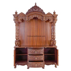 Indian Teak Wood <b>Mandir</b> For Home Customized Durable Wooden Home Temple Cabinet Traditional Pooja <b>Mandir</b> Manufacturer For Export - Product Image 5
