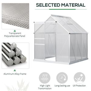 Piccola serra in policarbonato con tetto ventilato regolabile, copertura in polietilene e mylar, struttura in acciaio e legno per la coltivazione. - Product Image 1