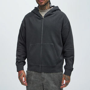 Sweat-shirt à capuche zippé oversize pour homme, tendance 2026, en molleton de coton, décontracté, avec logo imprimé sur le devant, pour l'automne, à prix bas - Product Image 3