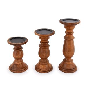Natural Grain <b>Candle</b> Stand Wood Tapered Candlestick Holder <b>Set</b> Natural Finish Home Decoration <b>Candle</b> Stand <b>Set</b> - Product Image 3
