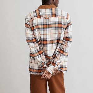 High Quality Winter <b>Mens</b> Plaid Flannel Streetwear Shirt Jacket Hooded <b>Thermal</b> Fleece with Front Logo - Product Image 3