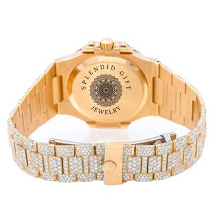 Reloj de Lujo con Diamantes, Analógico de Cuarzo, Caja Plateada con Moissanita, Cristal de Zafiro, Cierre Oculto, Correa de 28mm para Hombre, 24cm, Movimiento ETA, 10m - Product Image 2