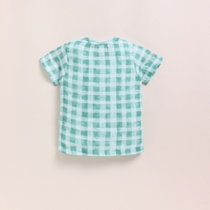 Organic Muslin Jabla <b>Set</b> for Baby Premium Quality Teal Checks Print Clothing <b>Set</b> - Product Image 3
