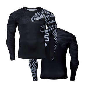 เสื้อรัดกล้ามเนื้อผู้ชาย MMA ผ้าโพลีเอสเตอร์ไนลอนระบายอากาศได้ดี พิมพ์โลโก้ตามสั่ง แห้งเร็ว เป็นมิตรกับสิ่งแวดล้อม น้ำหนัก 180 กรัม - Product Image 3