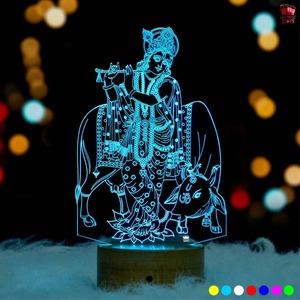 Lampe LED 3D Illusion Krishna en Acrylique, Veilleuse Décorative Religieuse pour la Maison, le Temple et la Salle de Pooja - Vente en Gros - Product Image 5