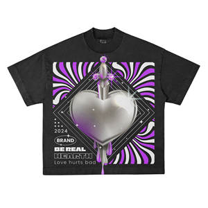 Camiseta de Algodón 100% para Hombre, Corte Regular, Transpirable, Ecológica, Lavado Ácido, Efecto Desgastado por el Sol, Peso Pesado - Product Image 1