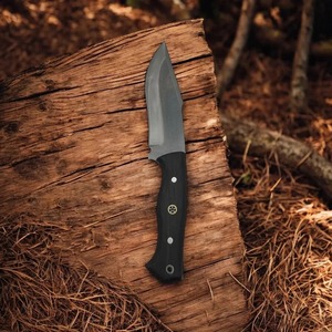 Couteau Bowie à lame en acier carbone fait main de 10 pouces avec manche en bois de noyer et étui en cuir - Couteau utilitaire de camping DIY OEM - Product Image 3