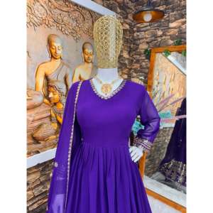 Belle robe et pantalon Anarkali avec Dupatta robes de soirée élégantes - Product Image 5