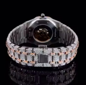 Montre unisexe de luxe avec cadran carré en diamant Moissanite VVS, mouvement ETA, entièrement sertie de pierres, bracelet en acier inoxydable, design Hip Hop - Product Image 4