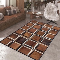 Modern Black Cream Cowhide Leather Rug Non Slip Hair on Hide Patchwork Carpet Indoor Outdoor
