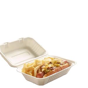 Envase Biodegradable Desechable Ecológico de Bagazo de Caña de Azúcar, Resistente al Agua, Tipo Concha, OEM Personalizable, Origen Rayong, para Comida para Llevar - Product Image 1
