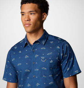 Camisa de Pesca de Manga Corta Azul Sólida para Hombre con Cierre de Pullover, Secado Rápido, UPF 50, 100% Poliéster, Antibacteriana - Product Image 5