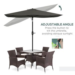Ombrellone Rettangolare da Esterno 6.5x10 Grigio Scuro con Manovella e Pulsante Inclinabile, Ombreggiatura 10ft (2.7m) in Poliestere per Cortile - Product Image 4