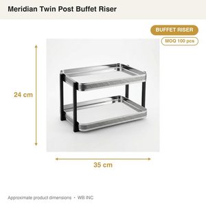 Support de buffet à double poteau en acier inoxydable SS304 noir miroir de 35 cm, fait main, pour la décoration intérieure, les hôtels et la vaisselle - Product Image 4