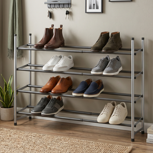 Modern Freestanding Metal <b>Shoe</b> Rack 4 Tier <b>Space</b> <b>Saving</b> <b>Storage</b> Organizer for Entryway Living Room Home Furniture - Product Image 2