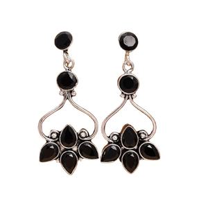 Boucles d'oreilles pendantes en argent oxydé style bohème avec zircon taille poire, bijoux indiens anciens pour femme, à porter traditionnellement et comme cadeau de mariage - Product Image 1