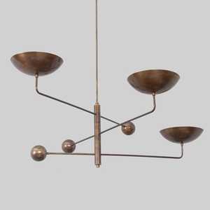 Lustre en laiton de style moderne du milieu du siècle, luminaire de plafond géométrique, décoration intérieure pour salon - Product Image 3