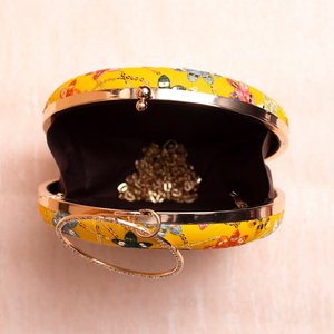 Bolso de mano Artklim con bordado de lentejuelas y hilo multicolor sobre base amarilla - Product Image 3