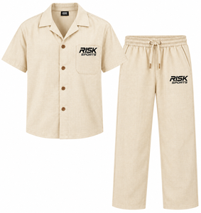 Conjunto Deportivo de 2 Piezas para Hombre Risk Sports, Transpirable y Ligero, Camiseta de Manga Corta y Pantalones con Cordón Ajustable, con Logotipo Frontal - Product Image 1