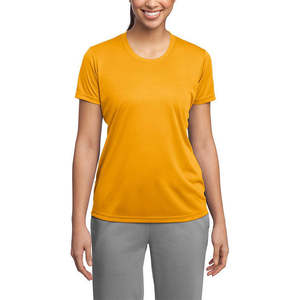 T-shirt court en coton mélangé couleur moutarde, écologique, doux, respirant, décontracté, basique, pour femme, été - Product Image 3