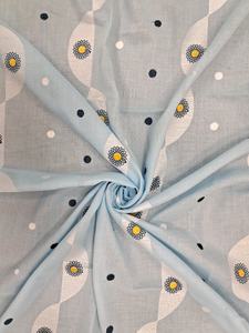 Tissu léger en coton peigné 100% bleu ciel, brodé de marguerites, pour robes de filles et femmes, vente en gros, très demandé - Product Image 4