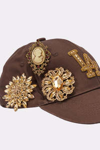 Gorra de Béisbol Marrón LA de 6 Paneles, Ajustable, Unisex, Estilo Urbano, Bordado a Mano con Leopardo, Decoración con Pedrería, Calidad Premium 100% - Product Image 3