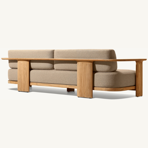 Cómodo Sofá Ecológico de Dos Plazas con Forma Cuadrada para Sala de Estar, con Estructura de Madera de Teca y Espuma Suave, Diseño Moderno - Product Image 2