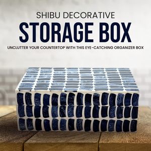 Most Selling Perilla Home Rustic Wooden <b>Storage</b> <b>Box</b> <b>Blue</b> and Off White Top Keepsake Gift <b>Box</b> For Home and Office use - Product Image 4