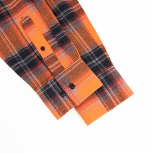 Camisa de Franela Personalizada a Cuadros con Estampado Naranja para Hombre, Manga Larga, Algodón, Informal, para Otoño - Product Image 4