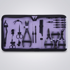 Kit d'outils professionnels pour extensions capillaires avec pince à micro-perles, applicateur de ruban adhésif, coupe-ruban et peigne - Product Image 1
