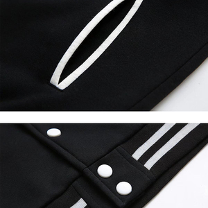 Black Varsity <b>Jacket</b> <b>White</b> Sleeves Embroidered B Logo Turn-down Collar Preppy Style Regular Fit Autumn <b>Jacket</b> for <b>men</b> - Product Image 5