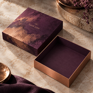 Boîte en carton rigide SunGene Lift Off Lid pour palette de fards à paupières en aubergine et cuivre brossé - Product Image 4