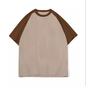 Camiseta de Manga Corta Raglán Gris y Negra de Algodón Personalizada de Alta Calidad para Hombre, Camiseta de Béisbol de Dos Tonos - Product Image 1