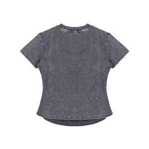 T-shirt femme 280g délavé à l'acide, coupe ajustée, extensible, manches courtes, style sexy, mode streetwear américaine, vêtement d'été - Product Image 6