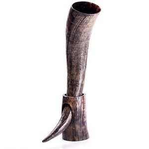 Corne à boire en buffle de la plus haute qualité avec support métallique, style animal, Feng Shui, corne viking écologique - Product Image 5