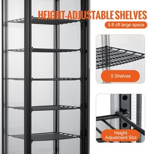 Vetrina Refrigerata Commerciale a 5 Ripiani con Illuminazione LED, Grande Capacità 9.8 Cu.Ft./278L per Congelatori e Frigoriferi per Pasticceria - Product Image 5