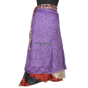 New Fashion Arrival Silk Long <b>Wrap</b> <b>Skirt</b> Maxi Boho Vintage Magic Dress 2 Layer Reversible Magic Silk Saris <b>Wrap</b> Long <b>Skirt</b> - Product Image 1