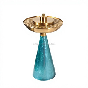 Quemador de Bakhoor Metálico Contemporáneo con Bandeja de Carbón de Malla Perforada y Soporte de Resina para Conos, Incensario Árabe de Oud para Mesa - Product Image 1