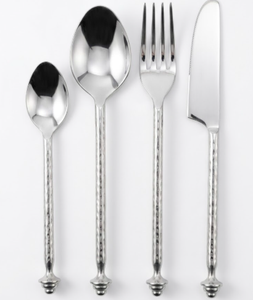 Couverts élégants et durables en acier inoxydable couleur argent, avec manche torsadé argenté, pour la maison, l'hôtel, le restaurant et les mariages, qualité 18/10. - Product Image 1