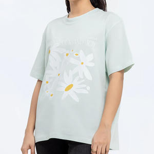 T-shirt décontracté en polyester et coton à col rond et manches courtes, imprimé, design personnalisable, logo personnalisé, respirant pour femme, été - Product Image 3