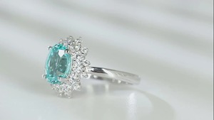 Bague de fiançailles pour femme en diamant blanc taille ovale avec halo, certifiée IGI, bijoux de luxe en argent - Product Image 2