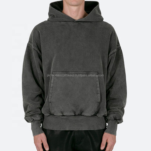 Oem marca de alta calidad Streetwear Boxy desgastado francés Terry ácido lavado con capucha sin cuerda en blanco logotipo personalizado hombres Sudadera con capucha - Product Image 1