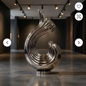 Escultura Moderna de Cisne Abstracto en Acero Inoxidable Pulido, Arte Metálico Decorativo de Lujo para Vestíbulo de Hotel, Sala de Estar, Oficina e Interiores - Product Image 3