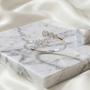 0.15CTW 10k Gold Plated Round Bezel <b>Open</b> Cluster Setting Lab Grown Diamonds for Certified Minimalist <b>Ring</b> - Product Image 3